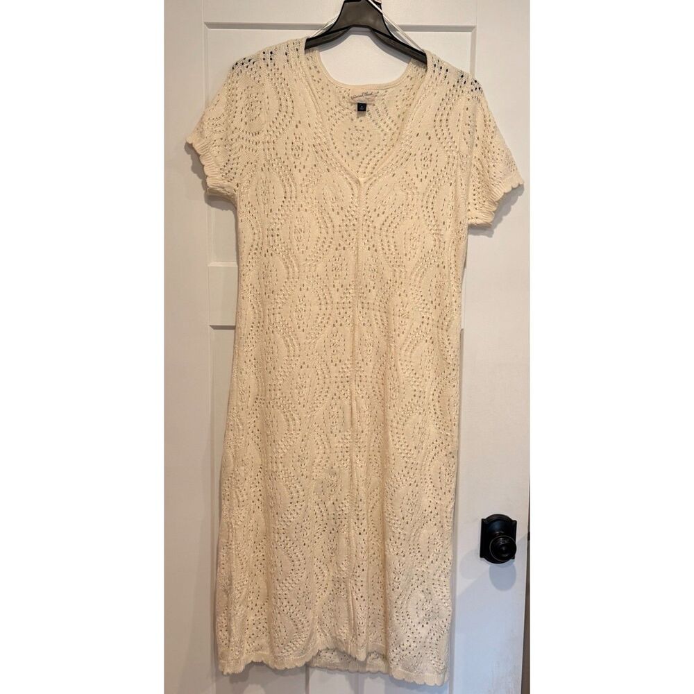 Universal Thread XL Ivory Pointelle Crochet Knit Midi Dress Boho